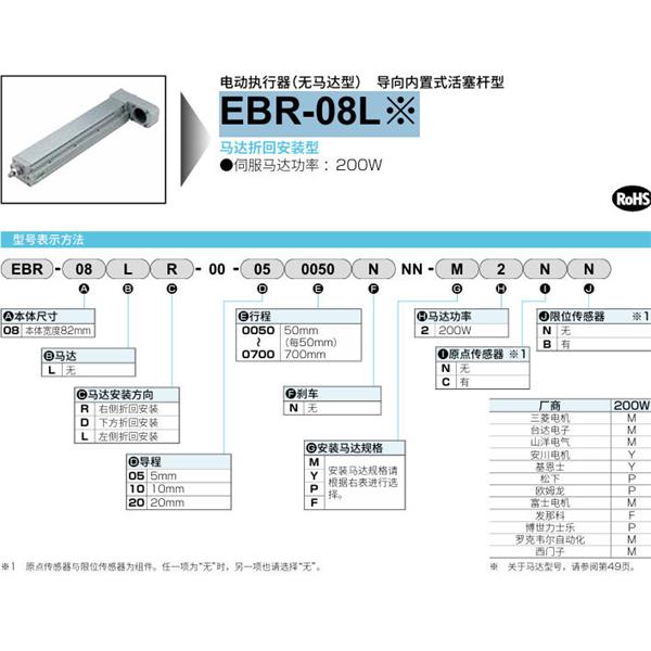 CKD喜開理電動執(zhí)行器（無馬達型）滑塊型EBR-08LD-00-100050NNN-M2NN