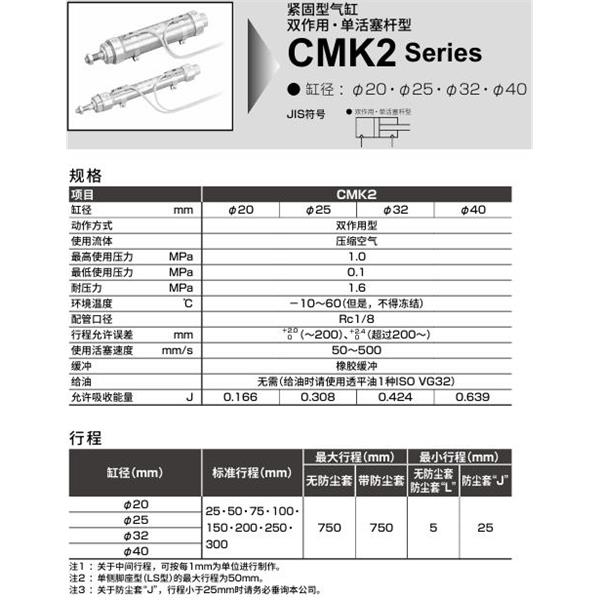 CKD喜開理緊固型氣缸CMK2-TB-40-700-B2