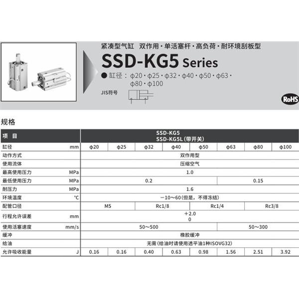 CKD喜開(kāi)理超級(jí)緊湊型氣缸SSD-KG5-80-5-N-LB-I