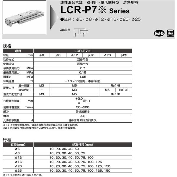 CKD喜開理線性滑臺氣缸LCR-6-40-S506DTP72