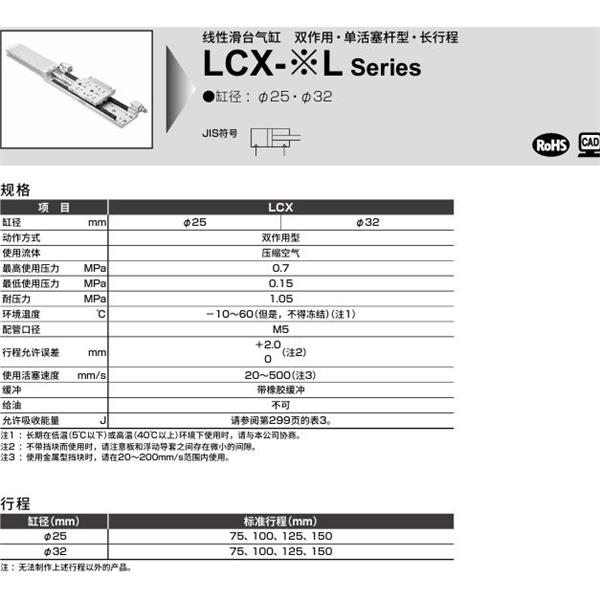 CKD喜開(kāi)理線性滑臺(tái)氣缸LCX-32L-100-S5