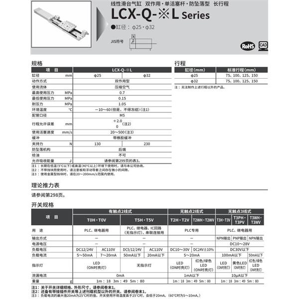 CKD喜開理線性滑臺(tái)氣缸LCX-Q-32L-75-T2H-R-S1T