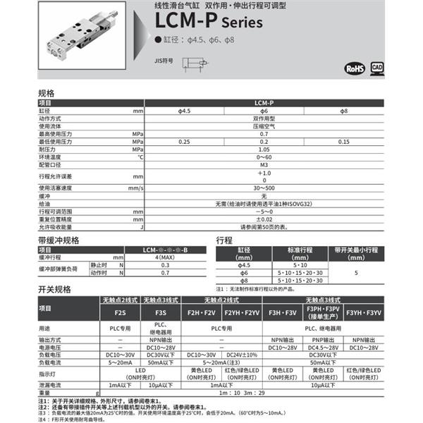 CKD喜開理線性滑臺氣缸LCM-P-8-5-R-F2H-R-J2