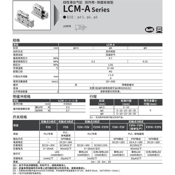 CKD喜開理線性滑臺氣缸LCM-A-6-5-L-F2H-R-J2