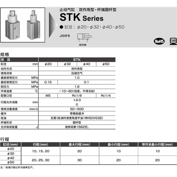 CKD喜開(kāi)理止動(dòng)氣缸STK-M-20-10-T0H-R-N11