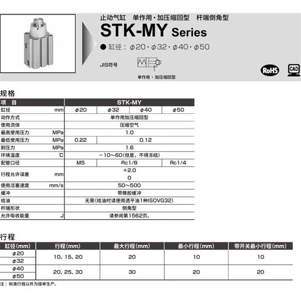 CKD喜開(kāi)理止動(dòng)氣缸STK-M-20-10-T0H-R-N11