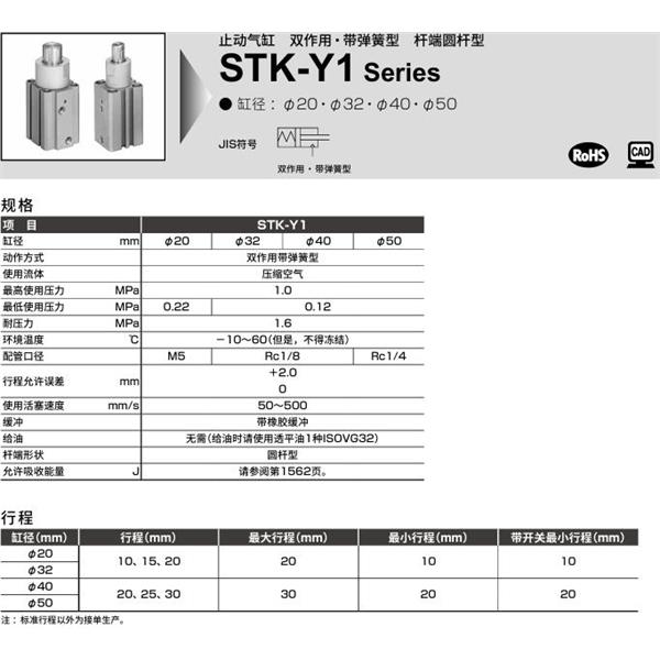 CKD喜開(kāi)理止動(dòng)氣缸STK-M-20-10-T0H-R-N11