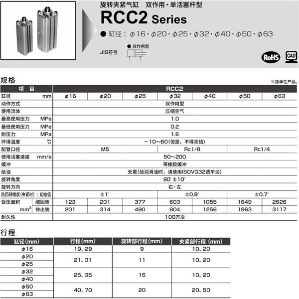 CKD喜開理旋轉(zhuǎn)夾緊氣缸RCC2-FA-63-70-R-T0H-R