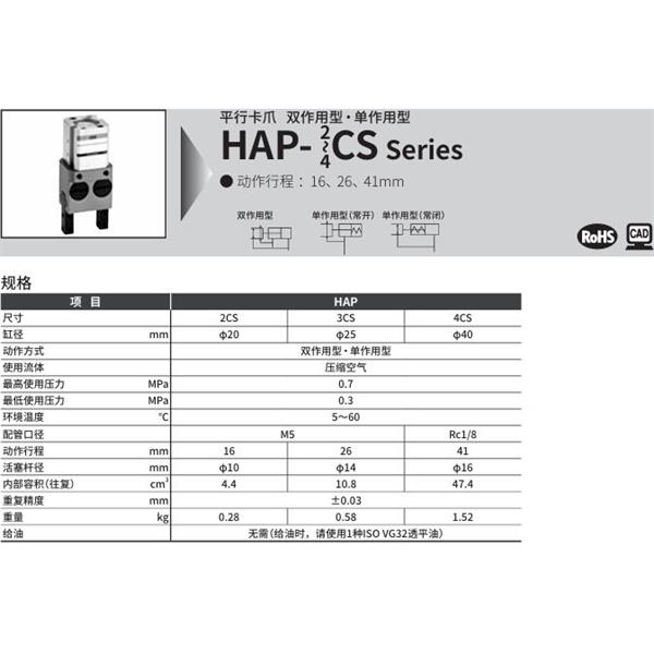 CKD喜開(kāi)理平行卡爪HAP-2CS-Y1
