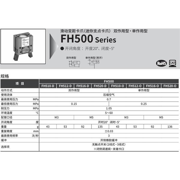 CKD喜開理滑動變距卡爪FH520-D-T2V-R-B