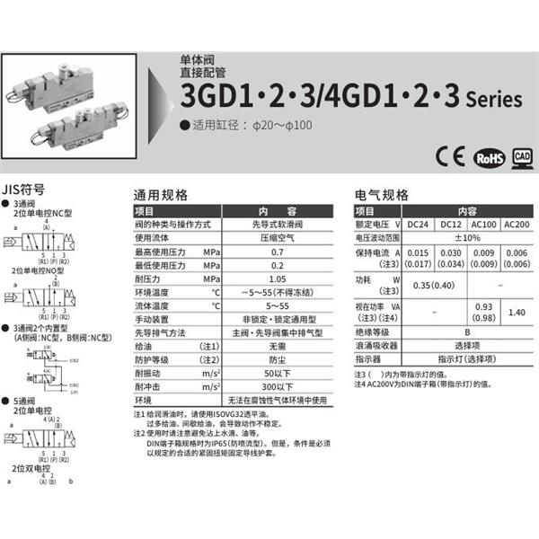 CKD喜開理先導(dǎo)式3通閥4GD150R-M5-E2-1