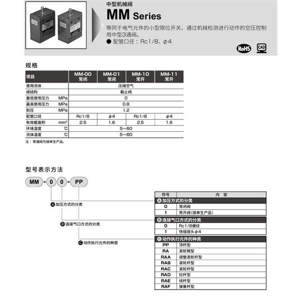 CKD喜開理機械閥MM-10-RAE